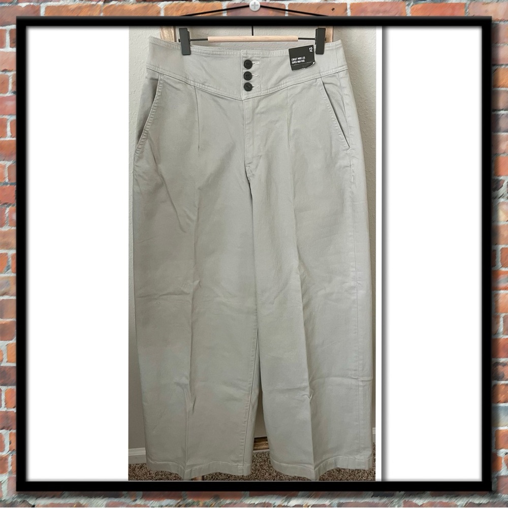 NWT EXPRESS KHAKI CORSET WIDE LEG PANT SZ 12